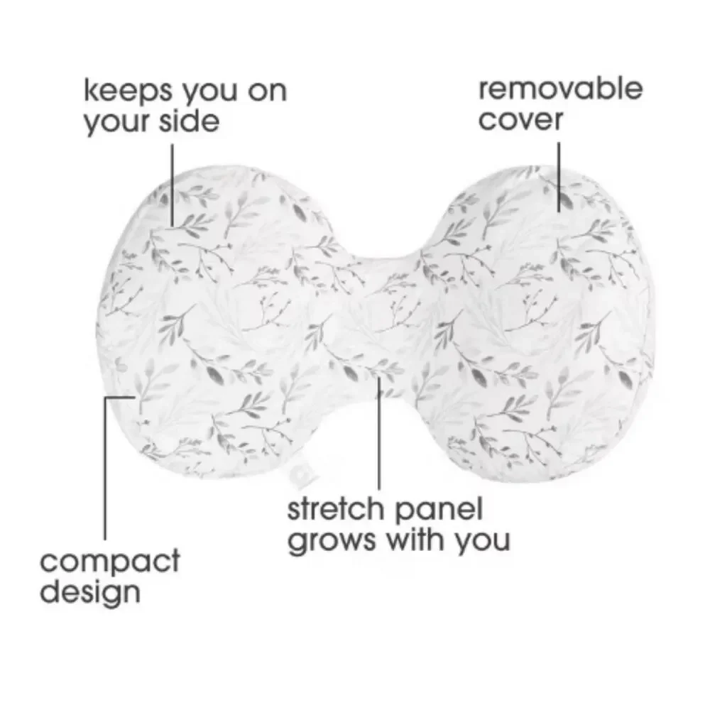 Boppy Nursing Pillow Cover in White with Gray Leaf Print
